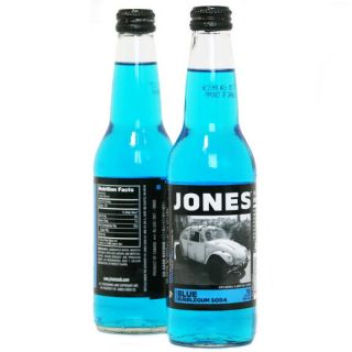 JONES SODA - BLUE BUBBLEGUM -  355 ML X 12 GLASS BOTTLES